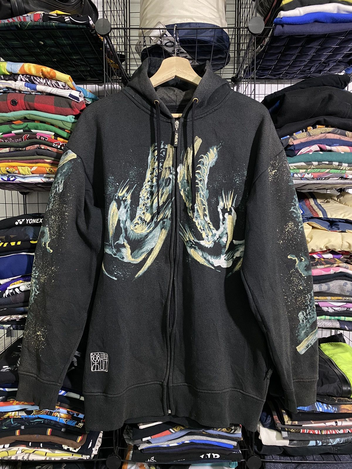 Japanese Brand Juraku Dragon Art Full Printed Hoodie T-Shirts, Sweatshirt | FlexRushtees.com