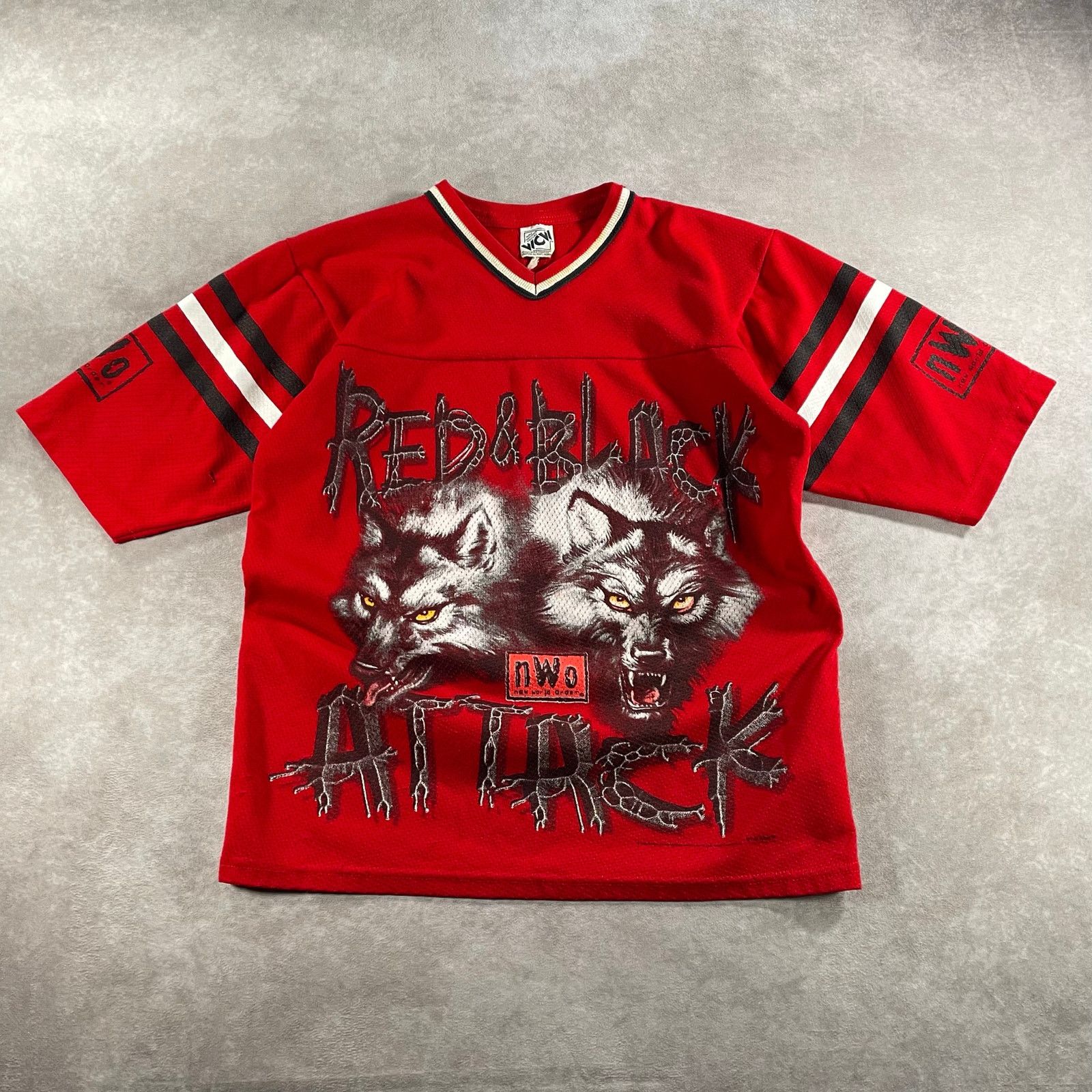 Vintage 1998 Wcw New World Order Red Black Attack Wolf Pack Jersey T-Shirts, Hoodie, Sweatshirt | FlexRushtees.com