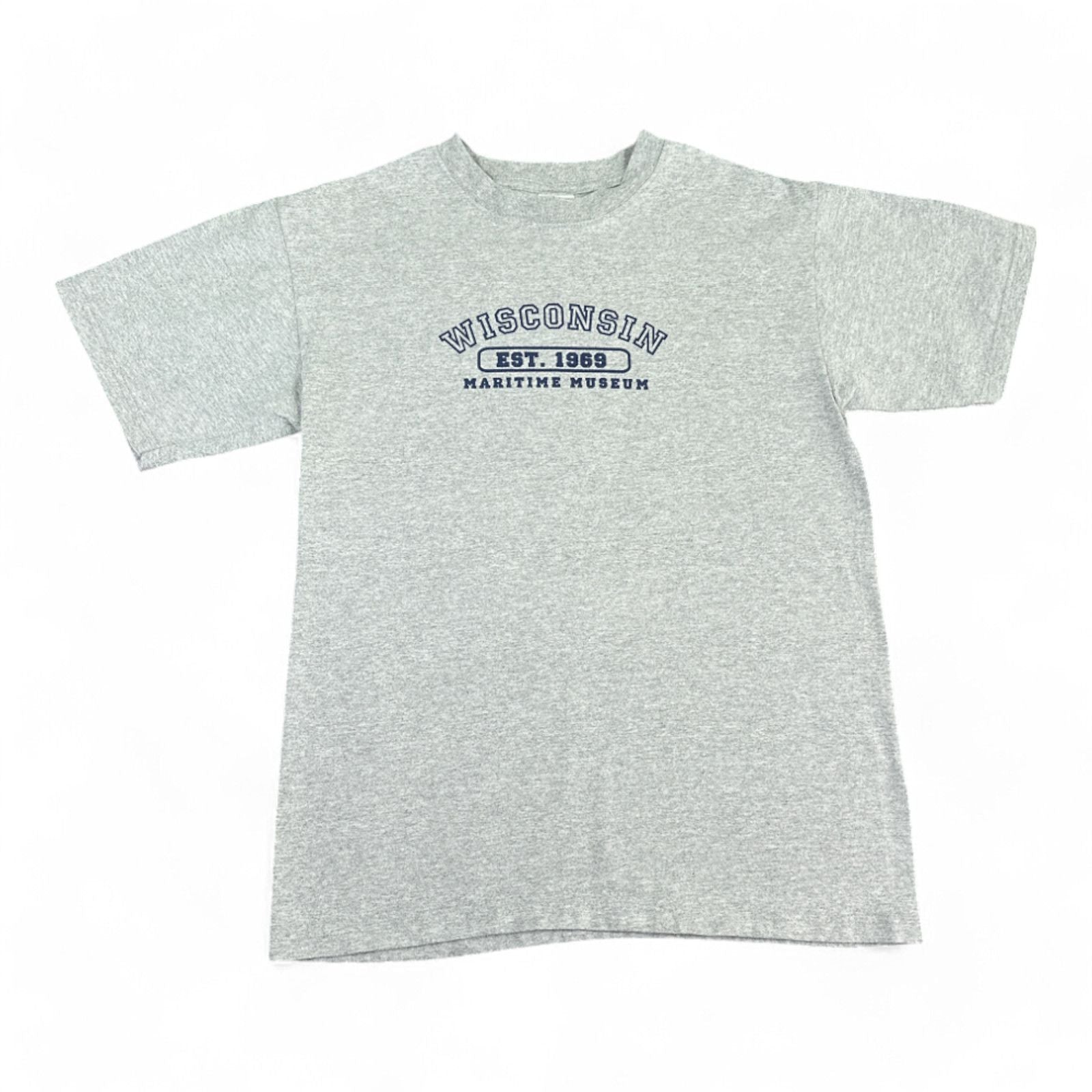 Vintage Wisconsin Maritime Museum Shirt Medium Gray 90s Y2k