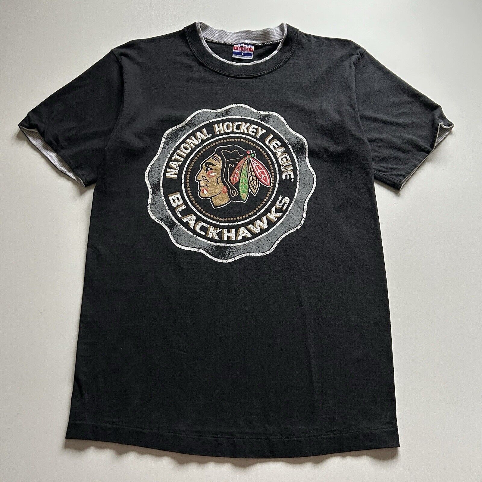 Vintage 90s Chicago Blackhawks Nhl T Shirt Large Made In Usa Hoodie, Sweatshirt | FlexRushtees.com