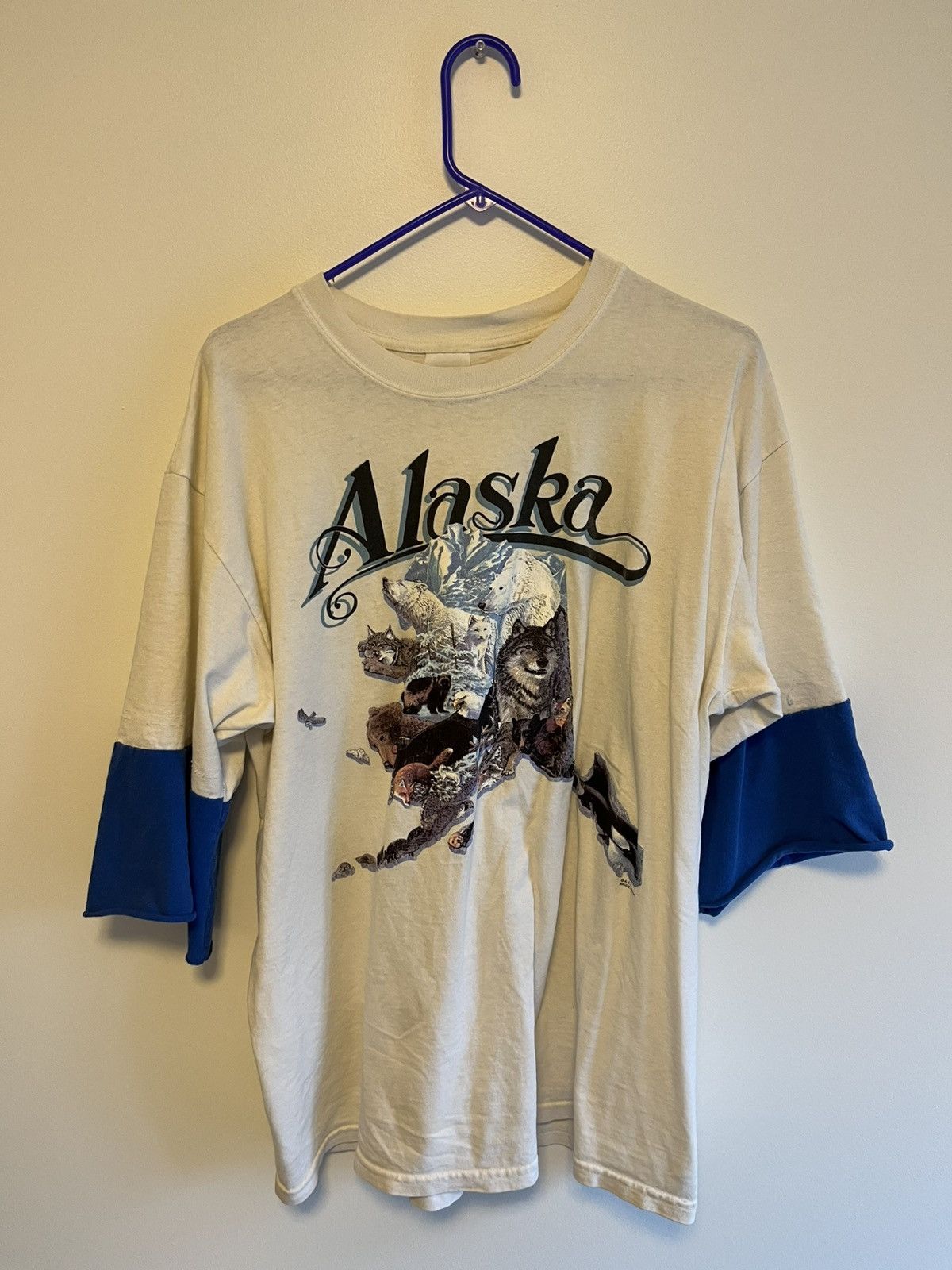 Alaska Oversized Vintage Tee With Custom Sleeve