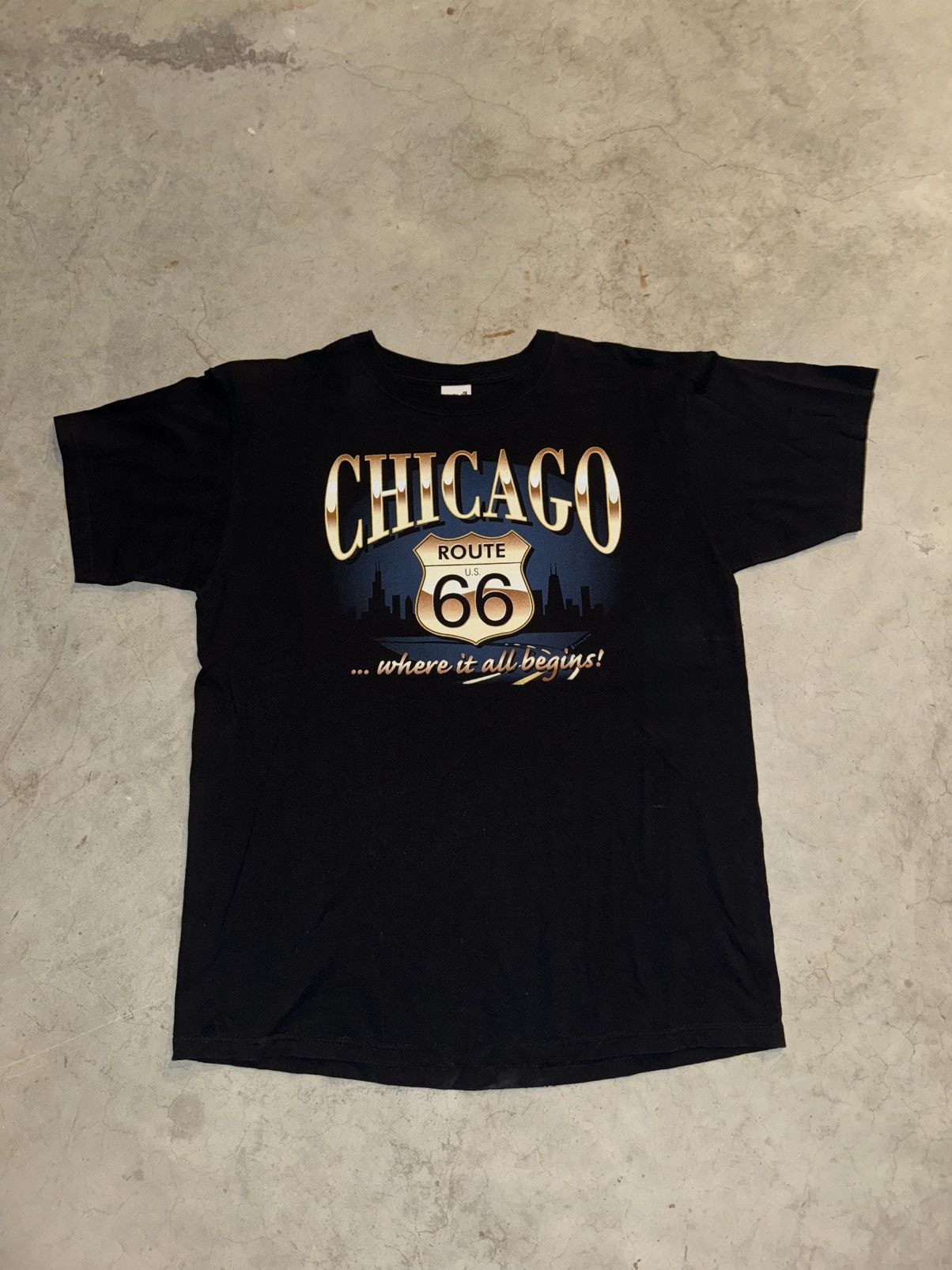 Vintage 90s Chicago Route 66 Black Shirt