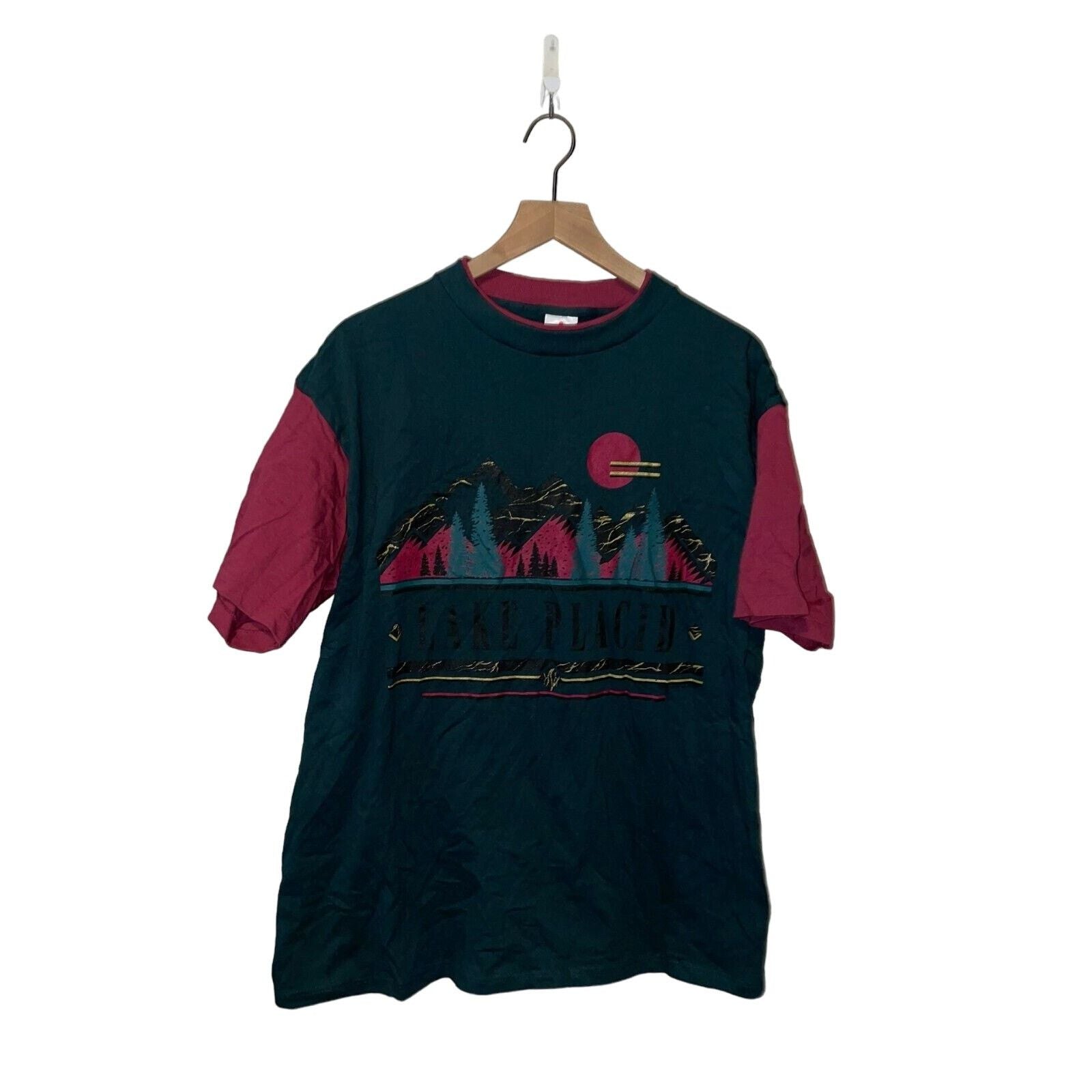 Vintage Lake Placid Shirt Mountain Tree Tee 1990s Vtg 90s L