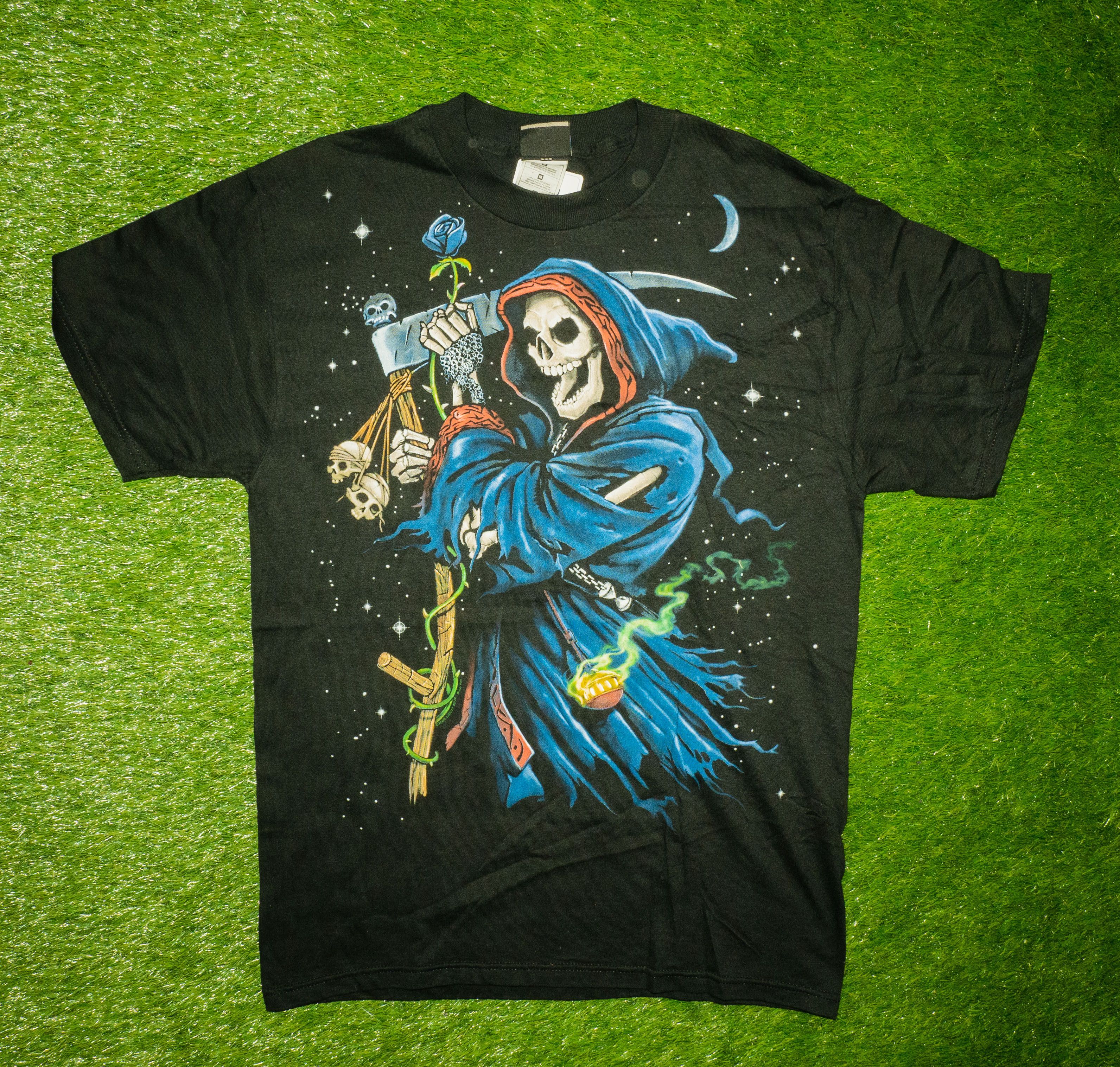 Vintage Liquid Blue Grim Reaper Deadstock T Shirt M Hoodie, Sweatshirt | FlexRushtees.com