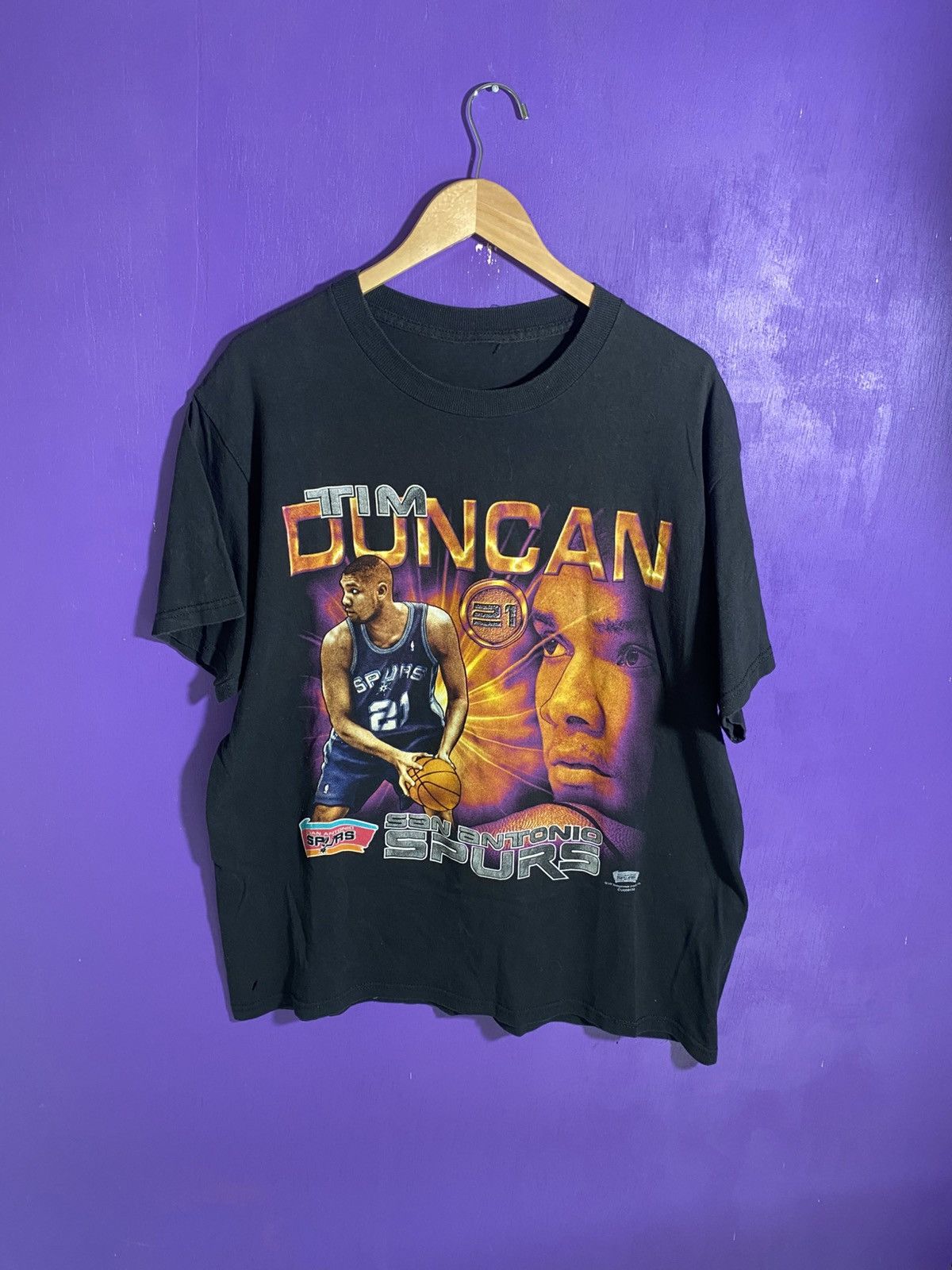 Vintage 90s Tim Duncan Spurs Coin Tee Hoodie, Sweatshirt | FlexRushtees.com
