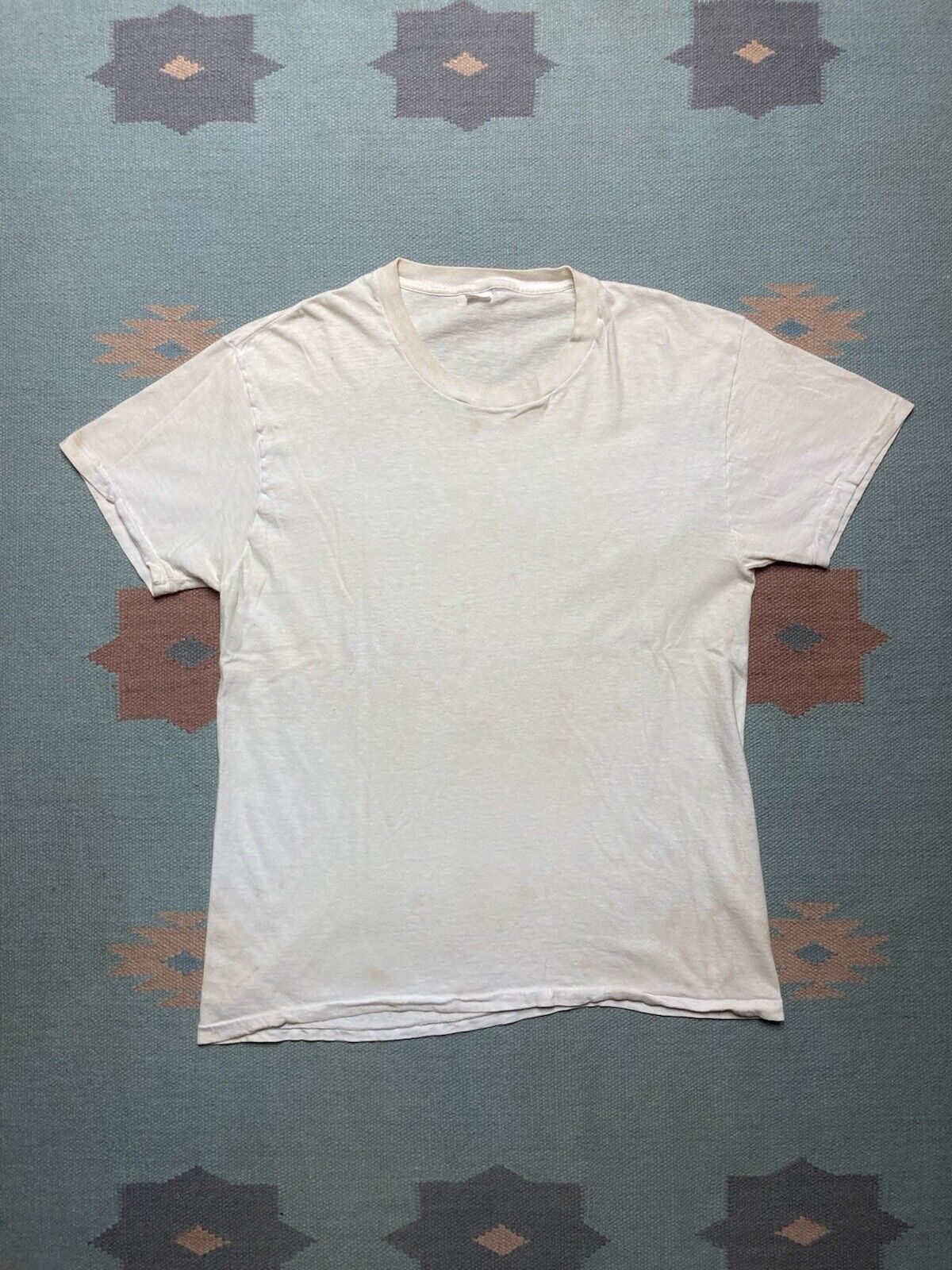Vintage Vtg 70s Blank White T Shirt Jcpenney Worn Soft Cotton Large