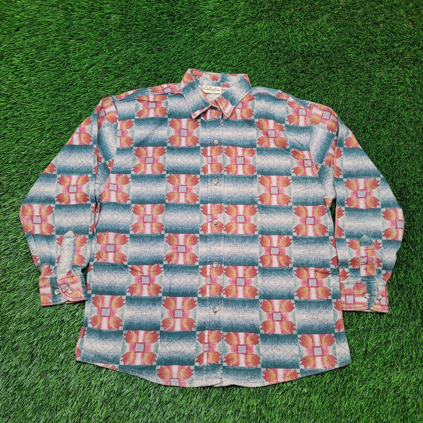Cabelas Vtg Cabela S Aztec Flannel Shirt Womens Xl Oversized Chamois