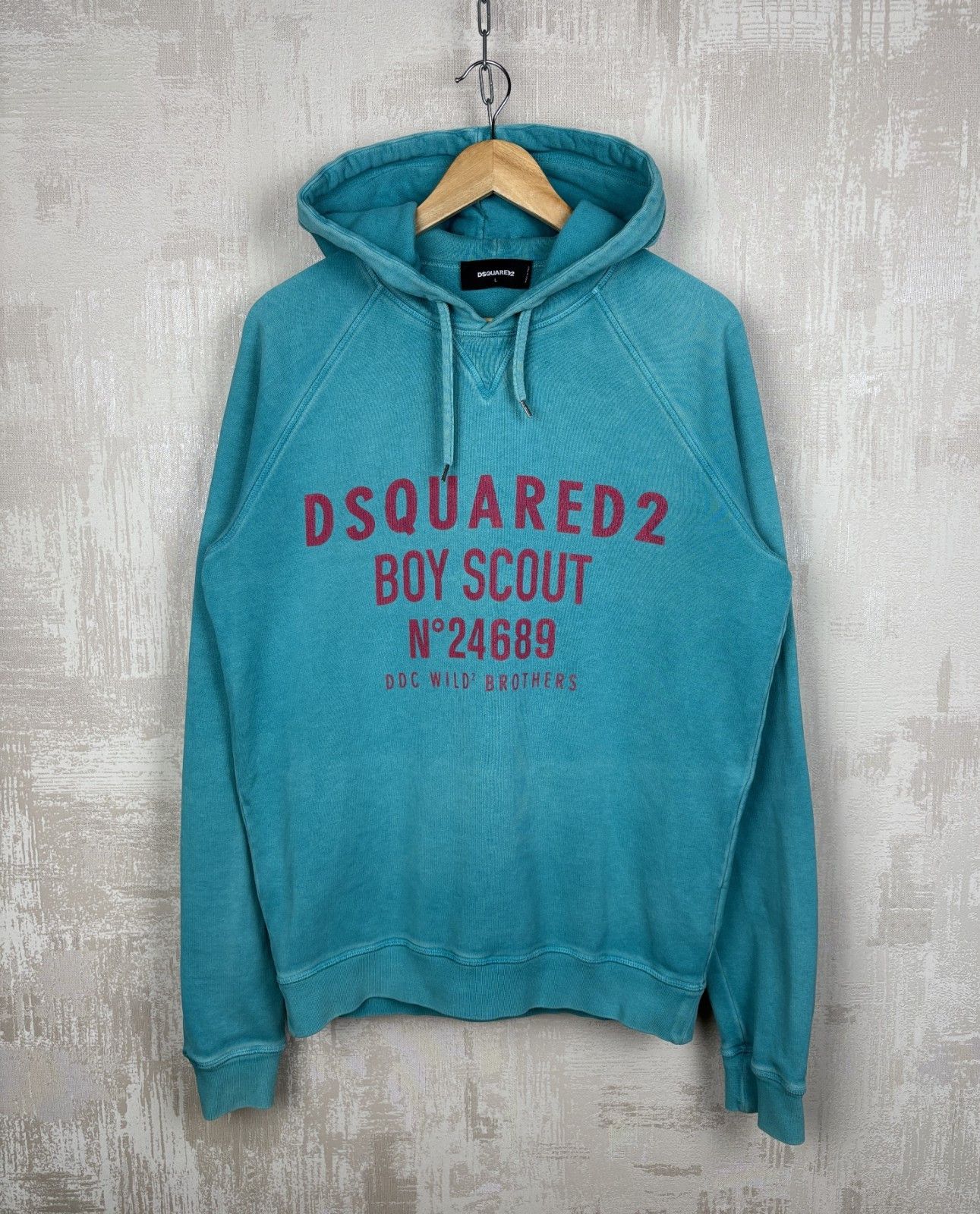 Dsquared2 Boy Scout Printed Hoodie Washed Turquoise T-Shirts, Sweatshirt | FlexRushtees.com