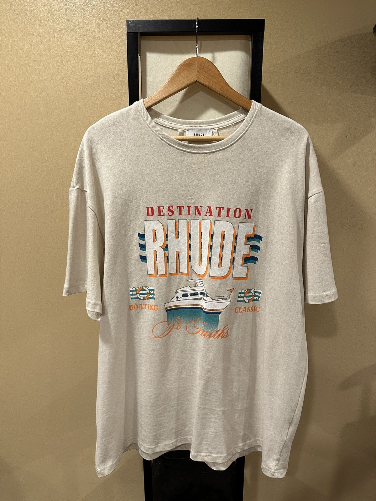 Rhude Destination Boating Classic Saint Barths Cream T Shirt Hoodie, Sweatshirt | FlexRushtees.com