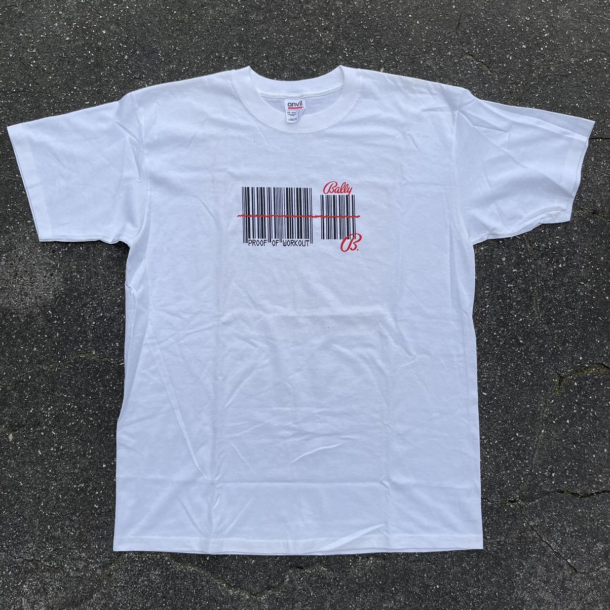 Vintage Ballys Gym Upc Code Anvil Red Line Shirt
