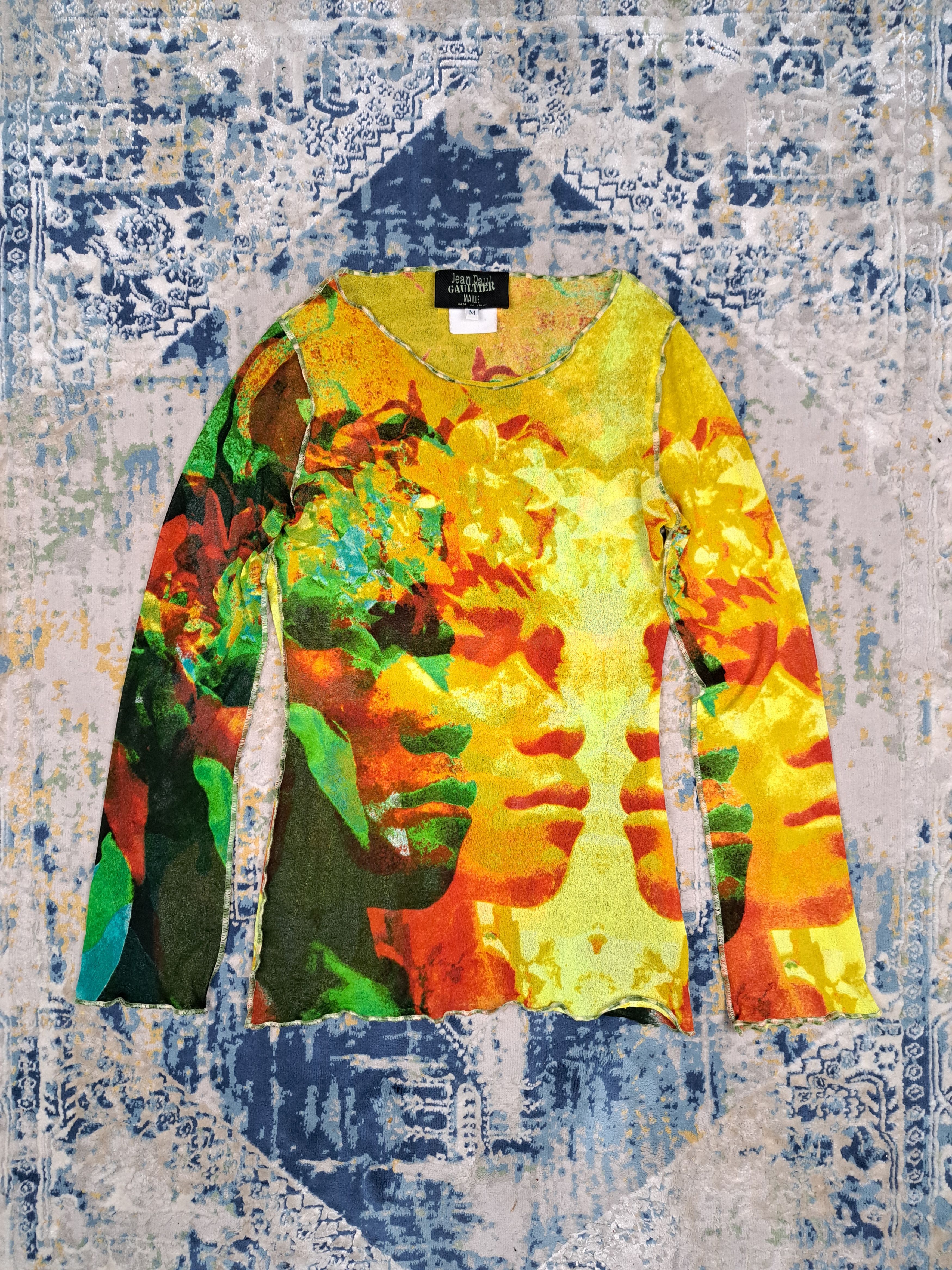 Jean Paul Gaultier Ss 2000 Jean Paul Gaultier Psychedelic Faces Lsd Mesh Top