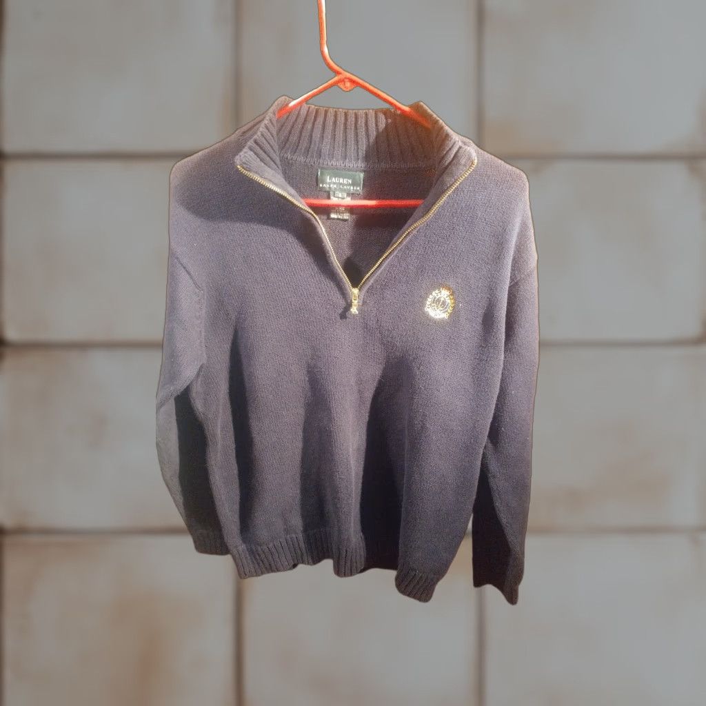 Ralph Lauren Vintage Lauren Ralph Lauren Navy Crest Sweater Mens Like New Size S Fits M L Half Zip B