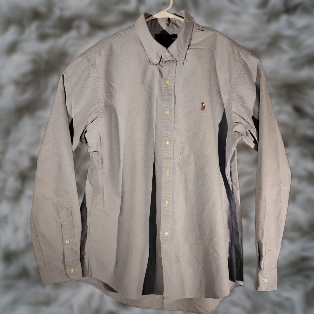 Lauren Ralph Lauren Shirt Blue Oxford Ocbd Color Flesh Pony Custom Fit Mens Xl Xlarge