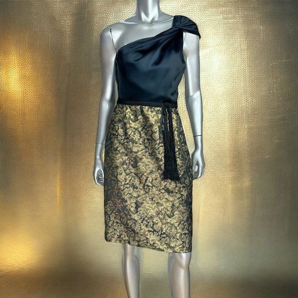Designer Tahari Rachel Black And Gold One Shoulder Tassel Cocktail Dr T-Shirts, Hoodie, Sweatshirt | AU16VibeMintTees.com