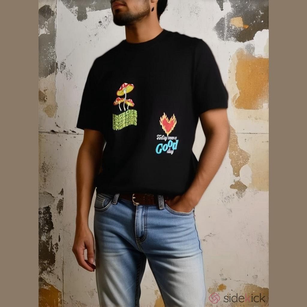 Boohoo Bohoo Man Black Mushroom Tee Size Medium