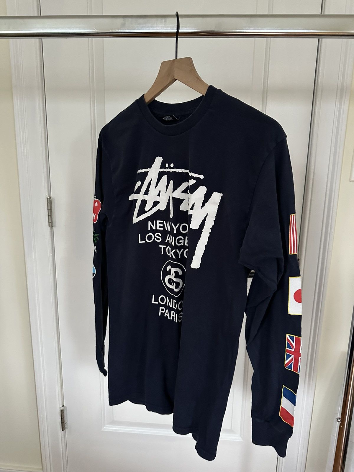 Navy Vintage Stussy Tee Hoodie, Sweatshirt | FlexRushtees.com