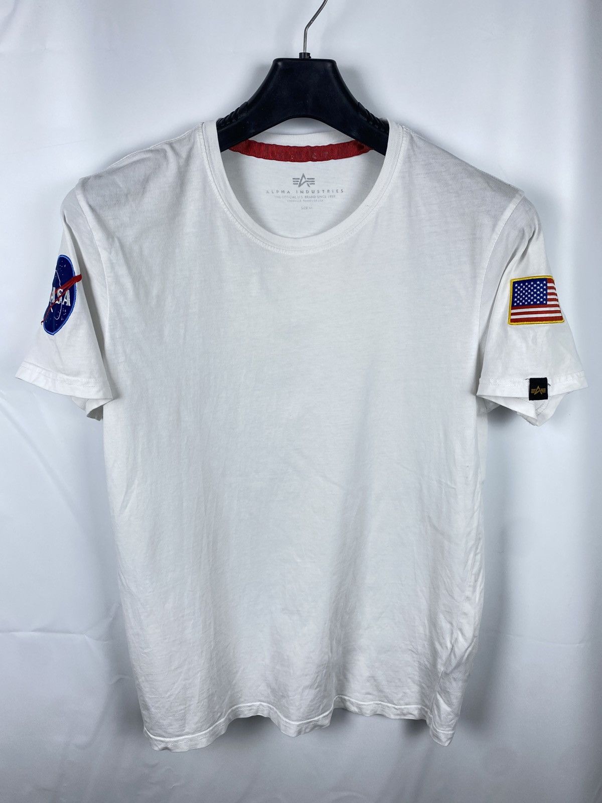 Industries Alpha Industries Tee Men T Shirt Badges Usa Nasa Size M