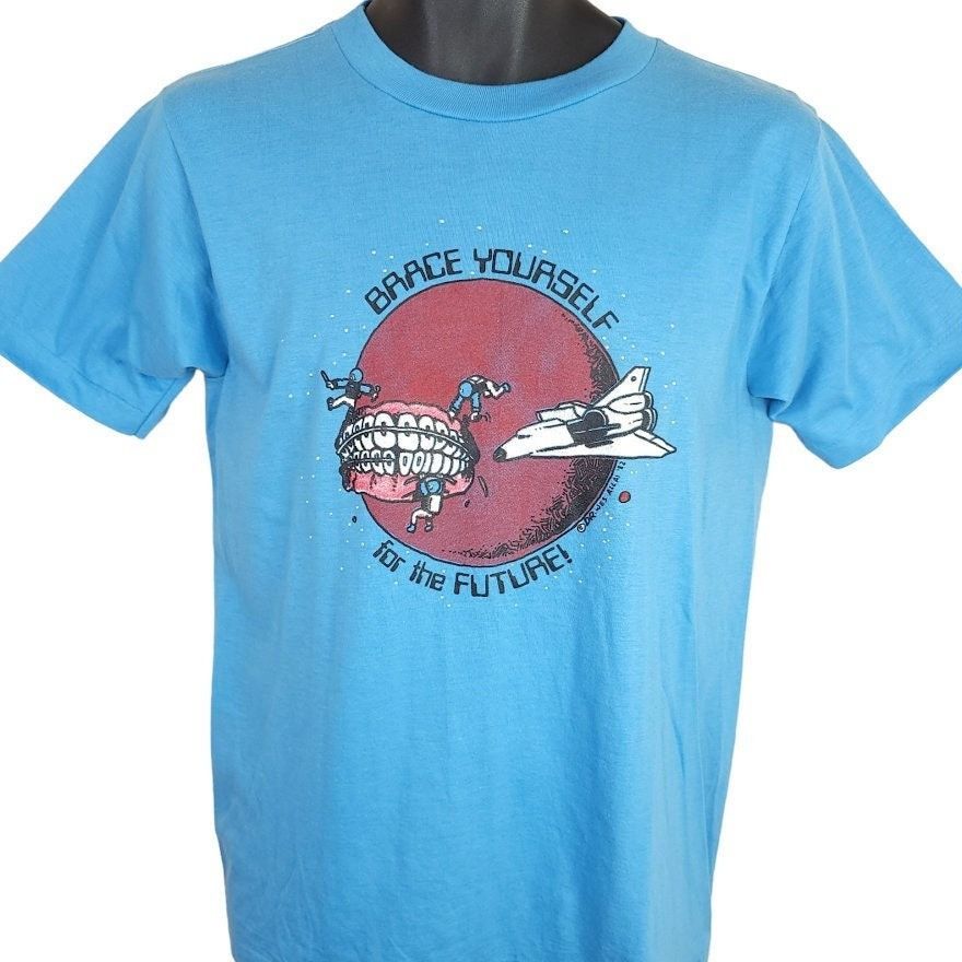 Vintage Brace Yourself T Shirt Vintage 80s Space Shuttle Astronaut