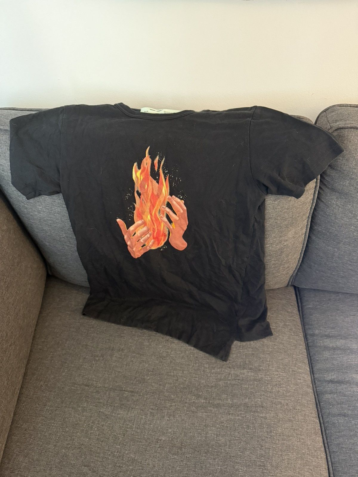 White Off White Flames Tee Hoodie, Sweatshirt | FlexRushtees.com