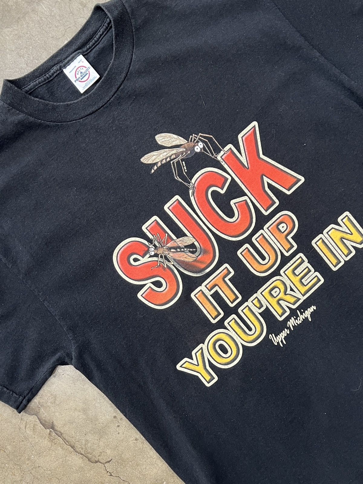 Vintage Upper Michigan Suck It Up Mosquito Tee Large Hoodie, Sweatshirt | FlexRushtees.com