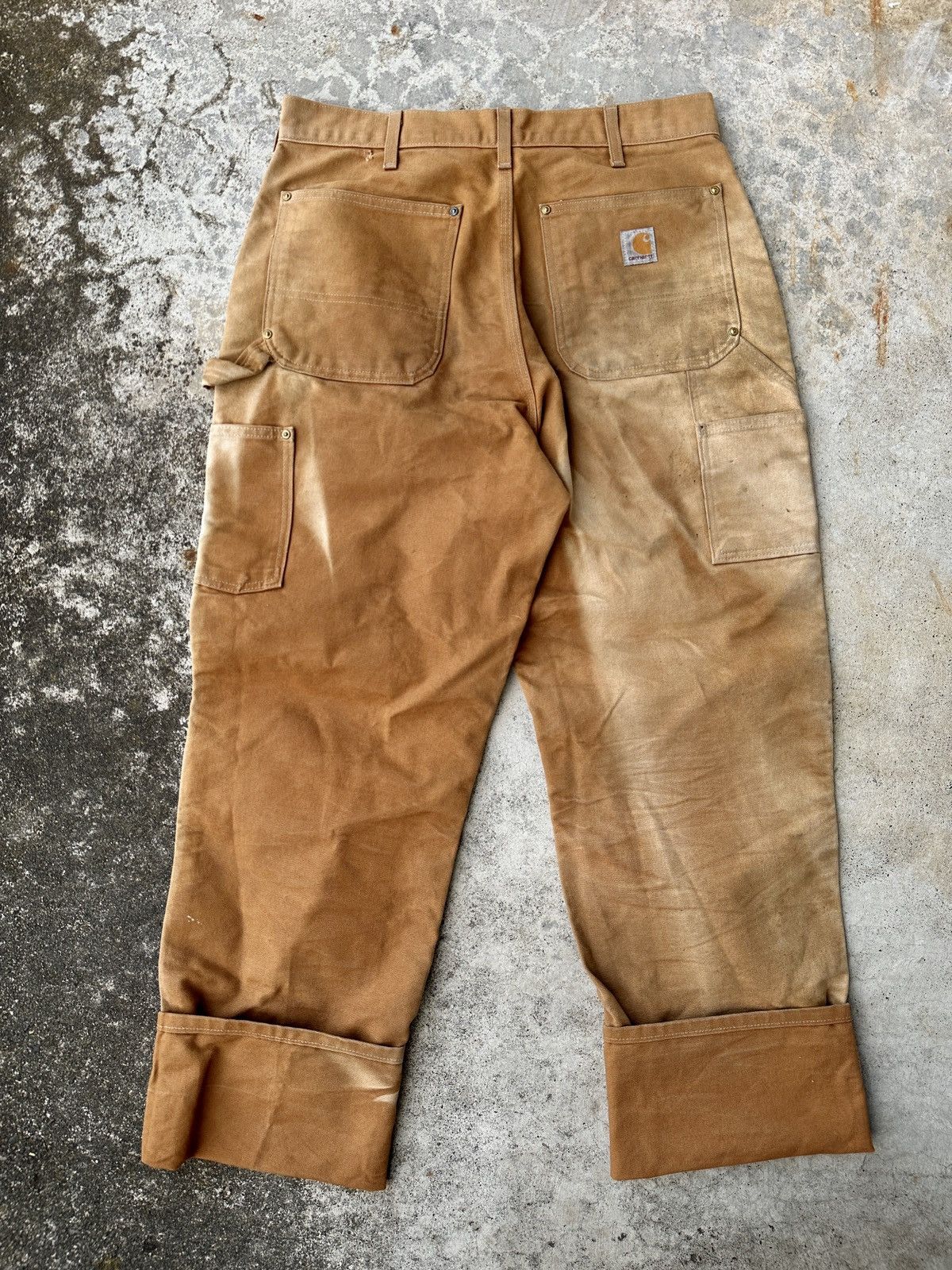 Carhartt Sun Fade Bleached Trashed Dungarees Double Knee Carpenter