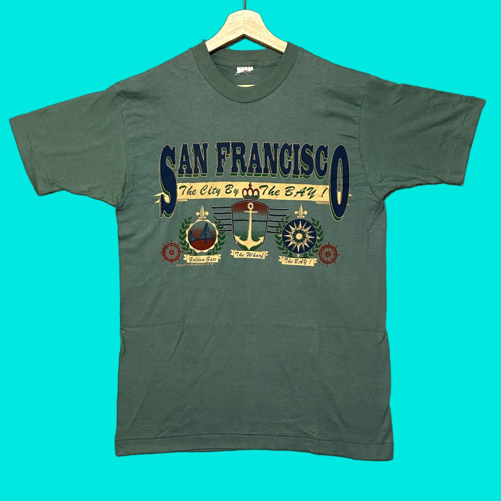 Fruit Of The Loom Vintage 90s San Francisco T Shirt Men Medium Green Fruit Of The Loom Crew Neck Sho Hoodie, Sweatshirt
