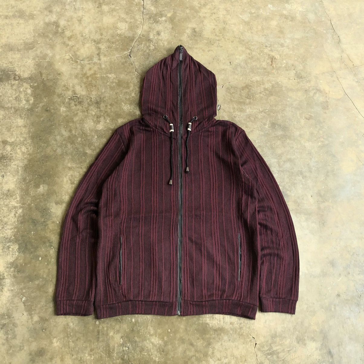 Japanese Brand 2000s Sterny Cord Full Zipper Hoodie Bape Style Red Maroon