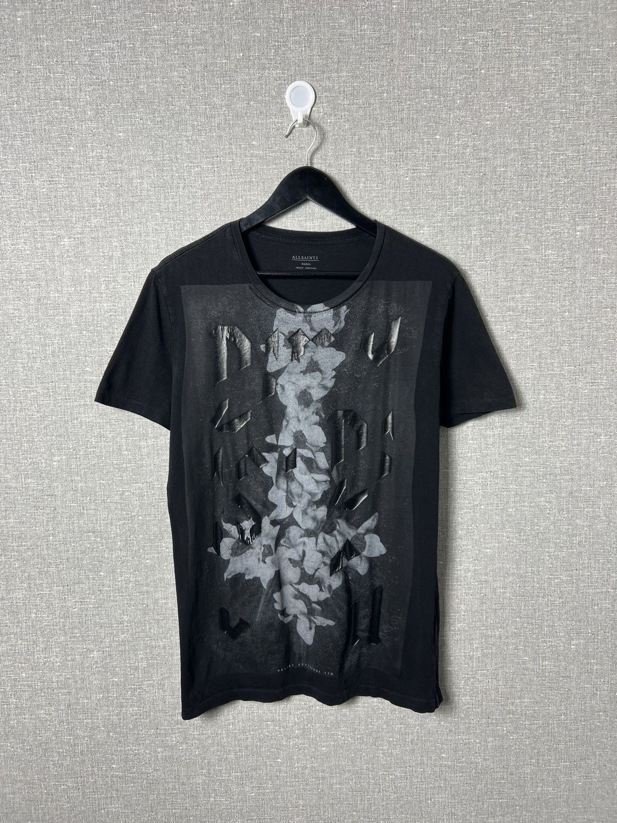 Rare Allsaints Days Ss Black Tee Big Logo Flowers Tee Hoodie, Sweatshirt | FlexRushtees.com