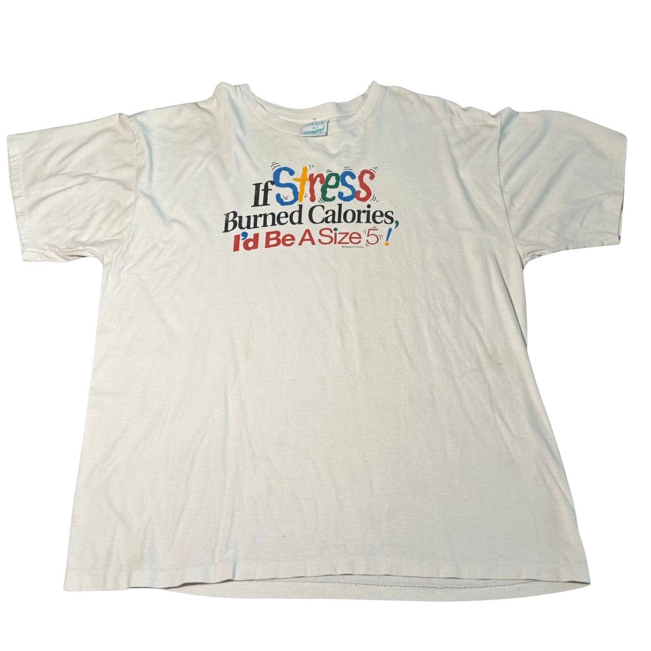 Other Vintage 90s Funny White T Shirt Stress Calories Xl Hoodie, Sweatshirt | FlexRushtees.com
