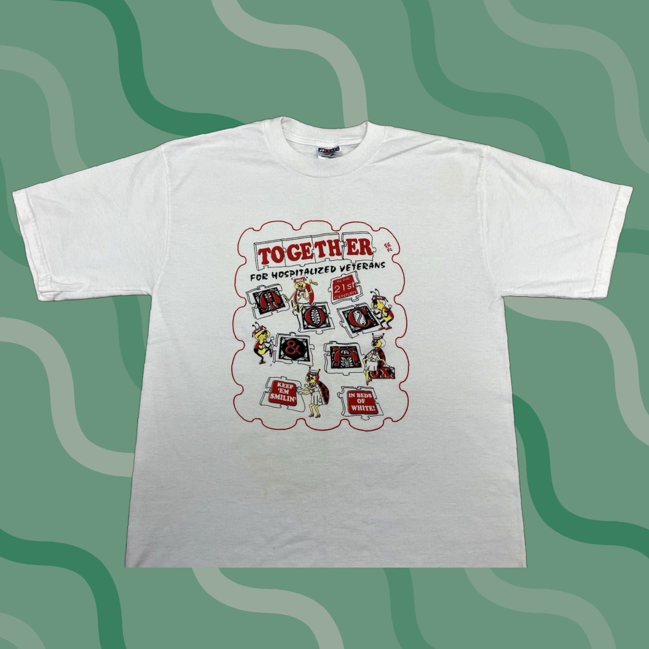 Vintage Jerzees T Shirt Y2k Together For Hospitalized Veterans Moc Men Short Sleeve White 20