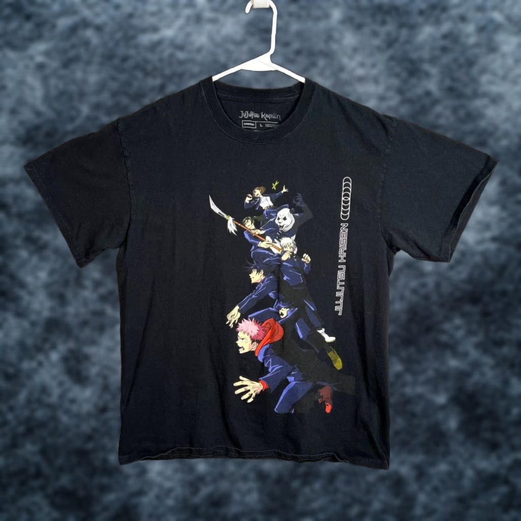 Vintage Crunchyroll Jujutsu Kaisen Anime Graphic T Shirt Adult Mens Large Black Cotton Short