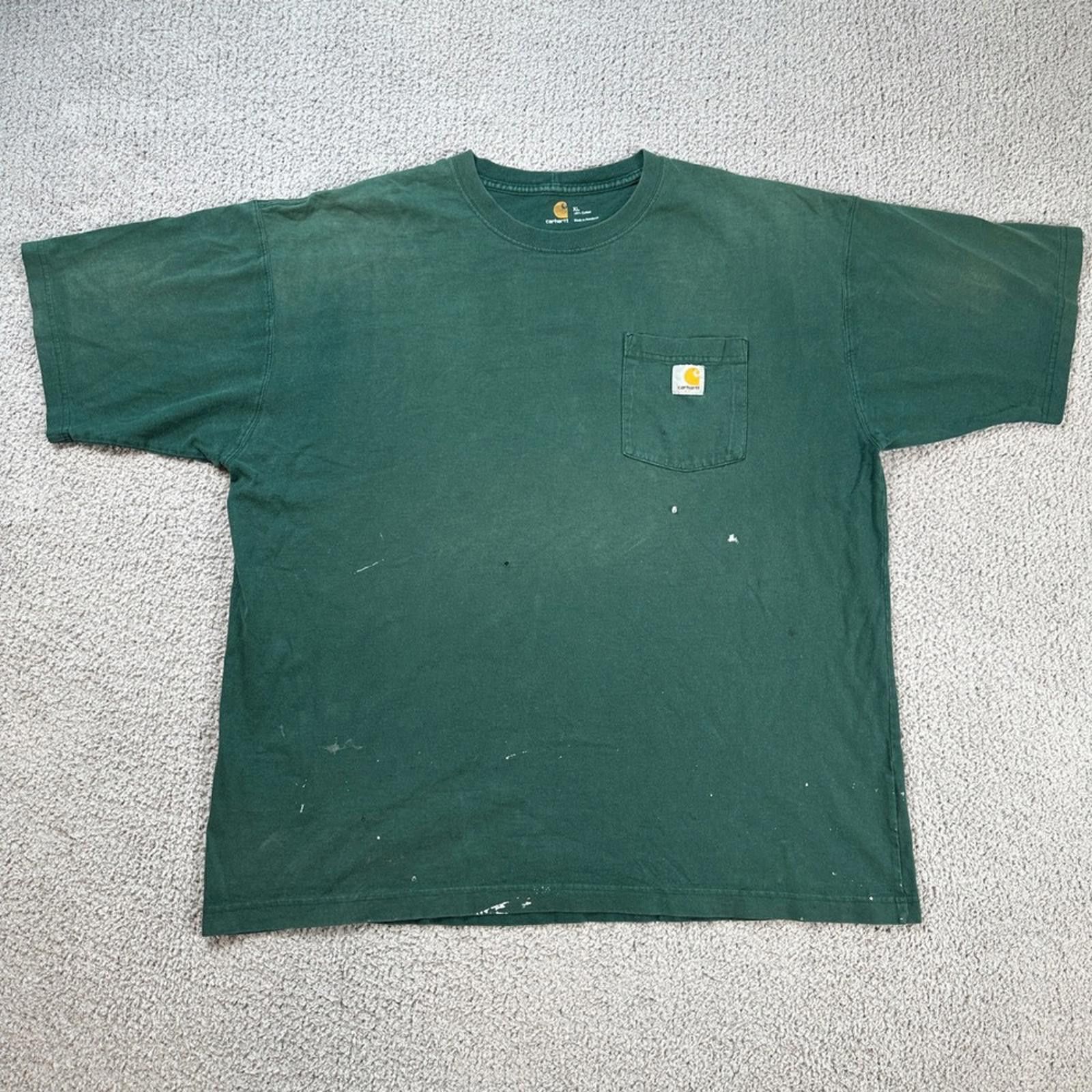 Carhartt K87 Pocket T Shirt Xl Green Workwear Distressed Hoodie, Sweatshirt | FlexRushtees.com