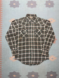 Vintage 70s Flannel Shirt Campus Pearl Snap Western Cowboy Medium