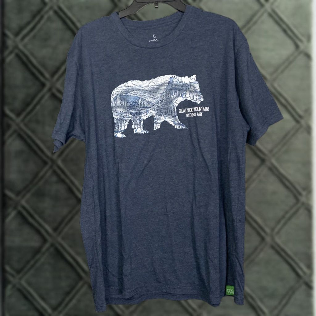 Vintage Great Smoky Mountains National Park T Shirt Xl Nature Bear Blue Men 90s Camping Wild Tribute