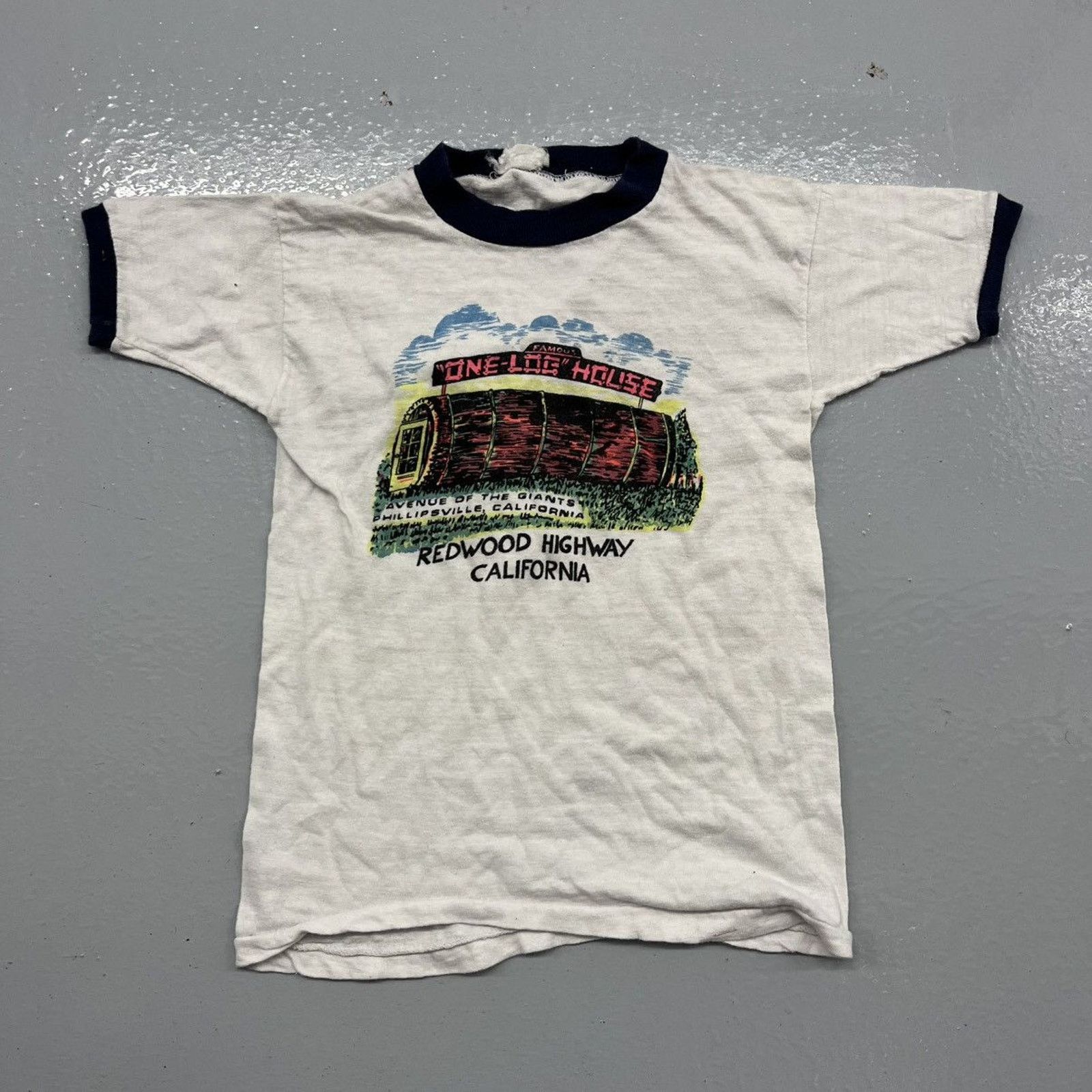 Vintage 60s Redwood Highway California Ringer Baby Tee