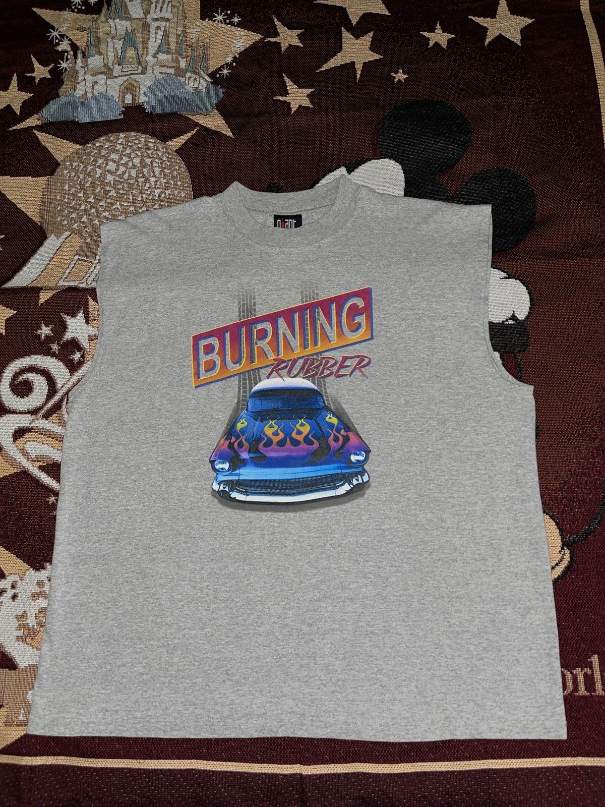 Vintage 90s Burning Rubber Sleeveless Tshirt