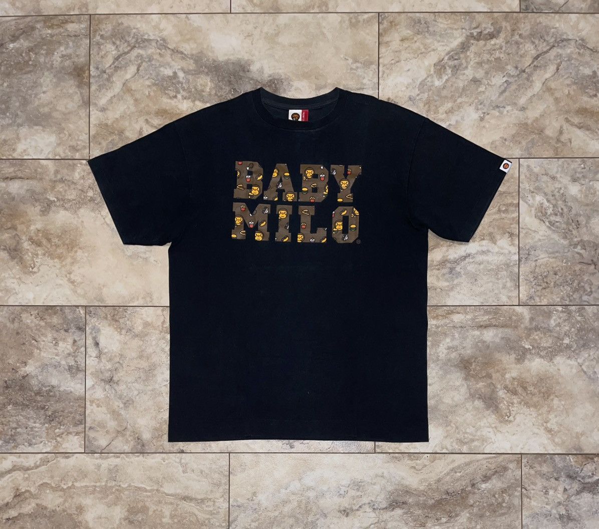 Bape Vintage 2006 Baby Milo Spellout Junk Food Tee Size Large Hoodie, Sweatshirt | FlexRushtees.com