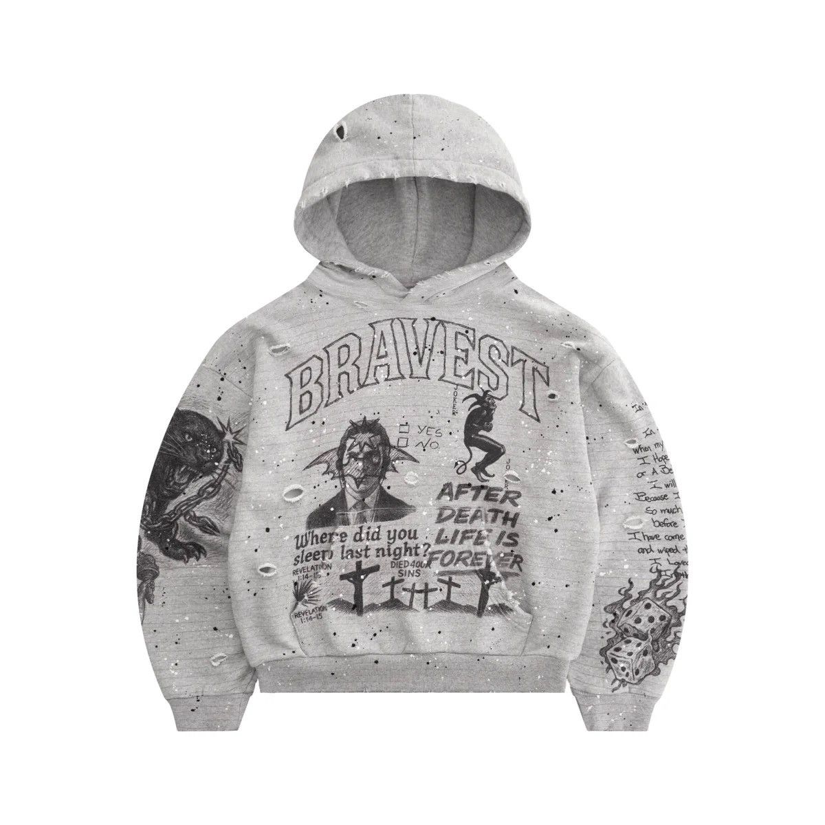 Bravest Studios Grey Sketch Vintage Hoodie L