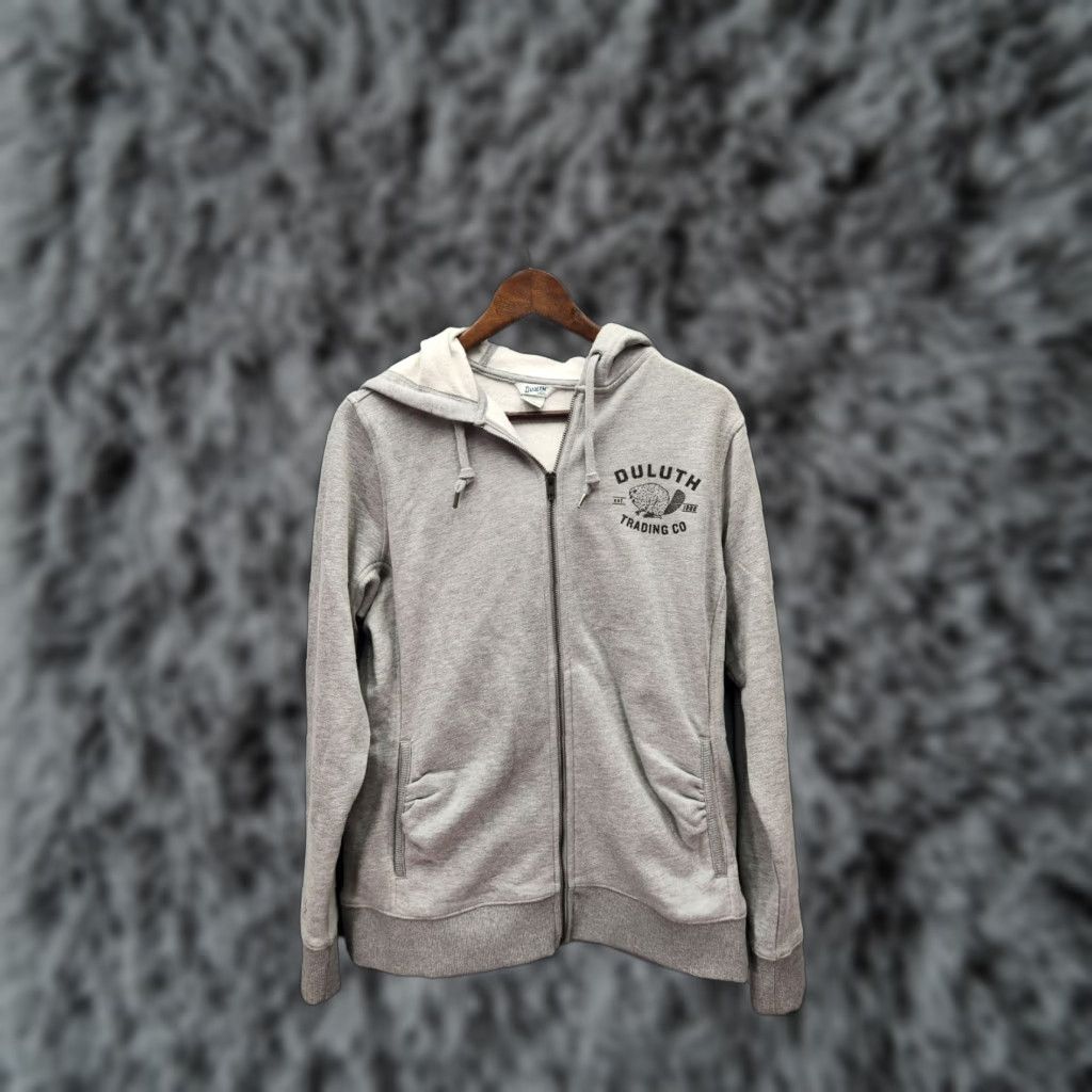 Trading Company Duluth Trading Co Gray Zip Up Hoodie Sweatshirt Men M Hooded Full Zip Winter
