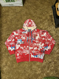Dodger Vintage Artful Dodger Graphic Print Hoodie Red Xxl