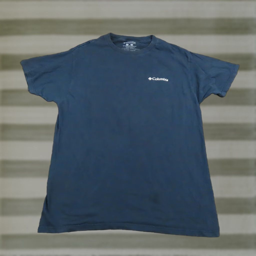 Vintage Columbia Men S T Shirt Large Blue Outdoor Hiking Graphic Cotton Casual
