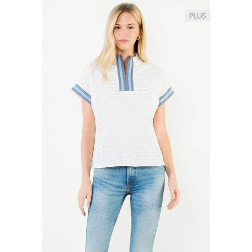 /Size Xl/ Short Sleeve Gingham Patterned Top