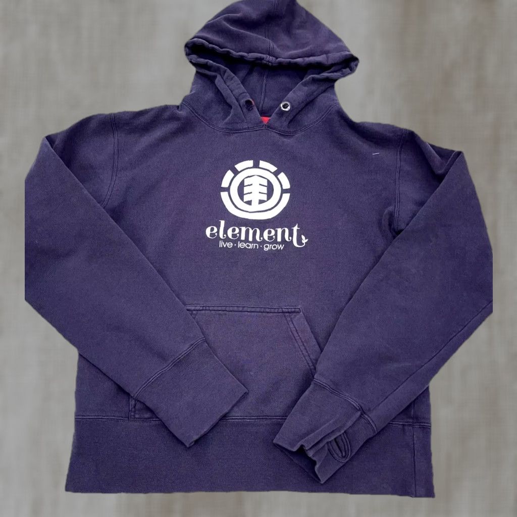 Vintage Element Hoodie Women L Purple White Embroidered Logo 90s Cartoon Graphic Print Ragla T-Shirts, Sweatshirt