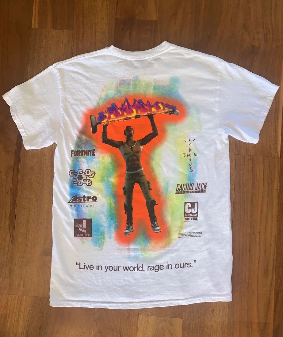 Scott Travis Scott Fortnite Washed White Rage Emote T Shirt Tee
