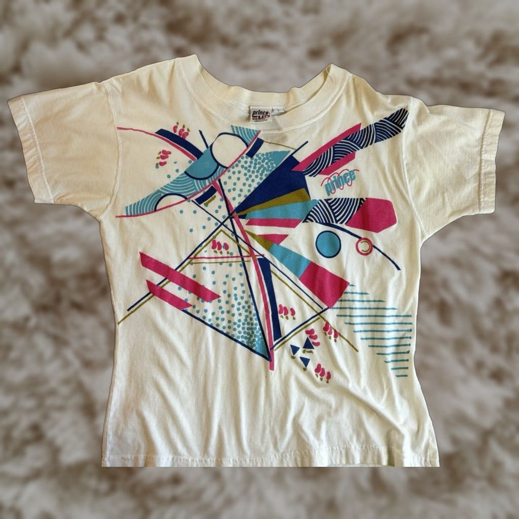 Vintage Prince T Shirt Men 90s Tennis Art Illustration White Cotton Short Sleeve Crew Neck Lo Hoodie, Sweatshirt