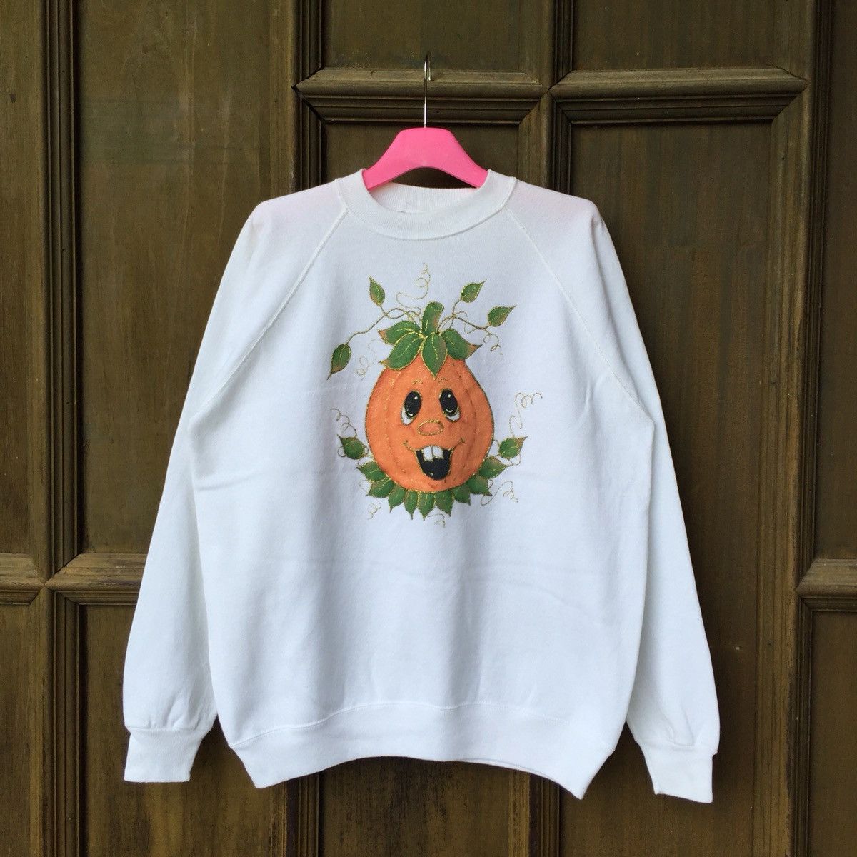 Vintage Hanes Sweatshirt Pumpkin Cartoon Design