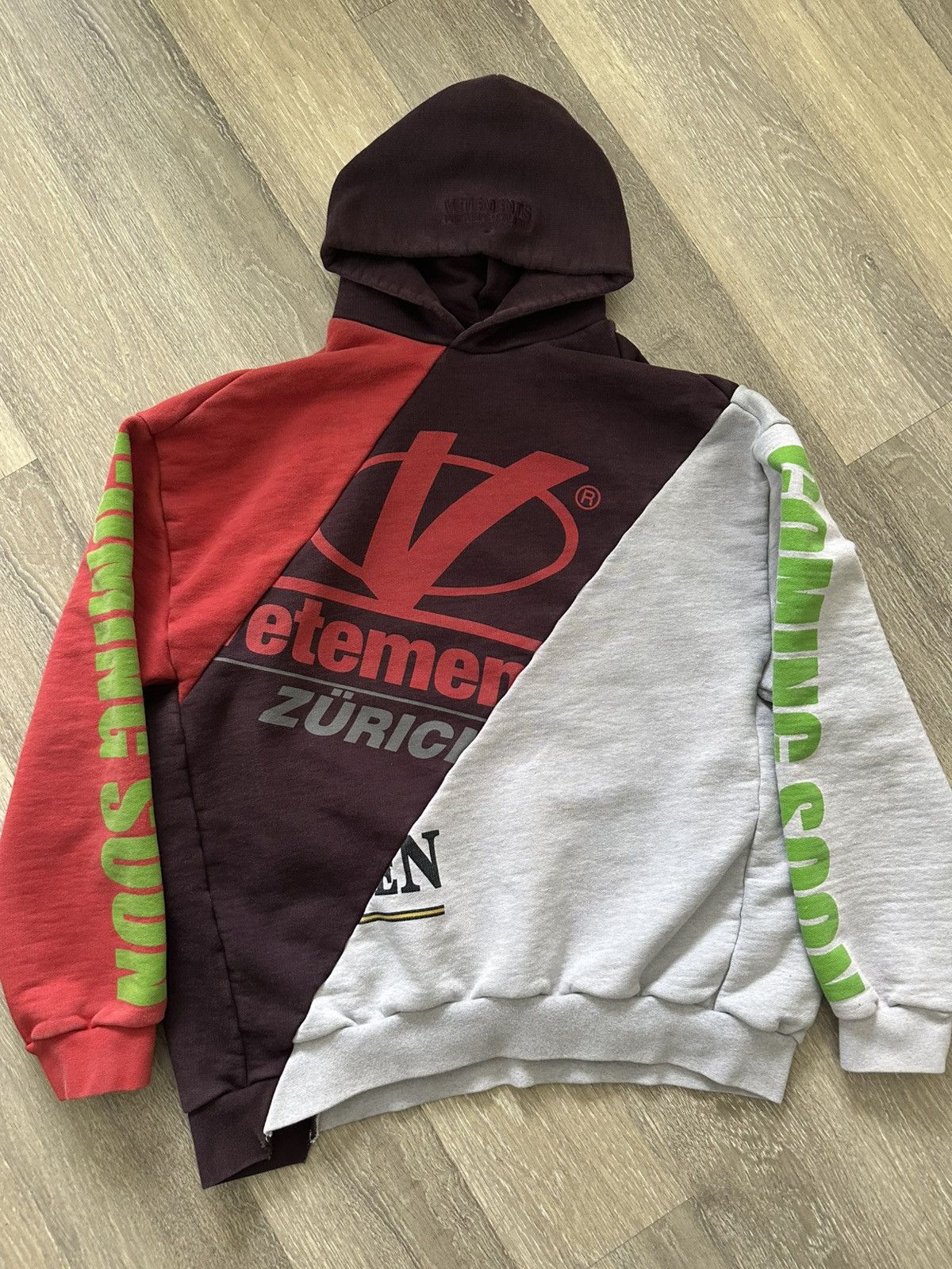 Vetements Zurich Reconstructed Split Hoodie T-Shirts, Sweatshirt | FlexRushtees.com