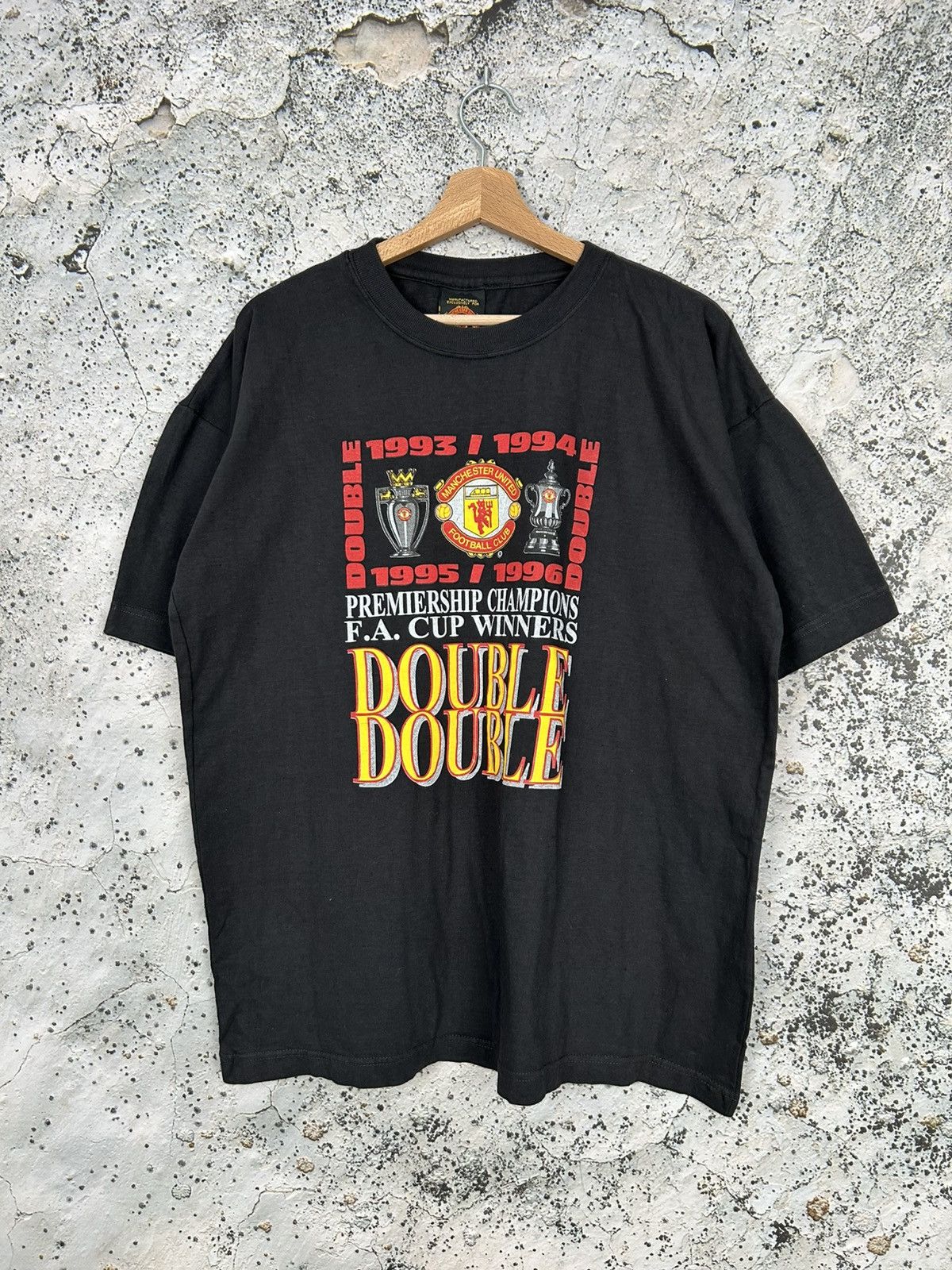 Vintage Manchester United 90s Double Double Graphic Tee Hoodie, Sweatshirt | FlexRushtees.com
