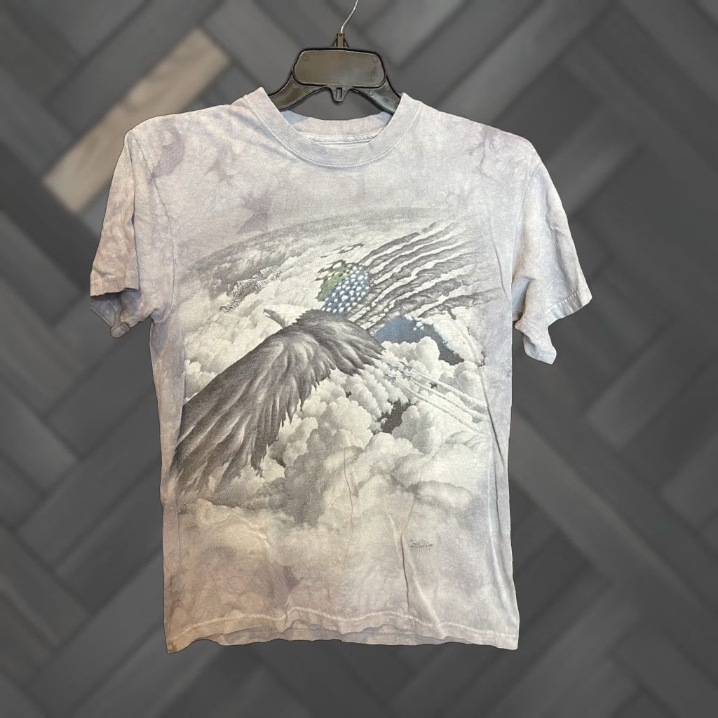 Mountain The Mountain T Shirt Mens Size M Multicolor American Flag Jets In The Sky Graphic Crew
