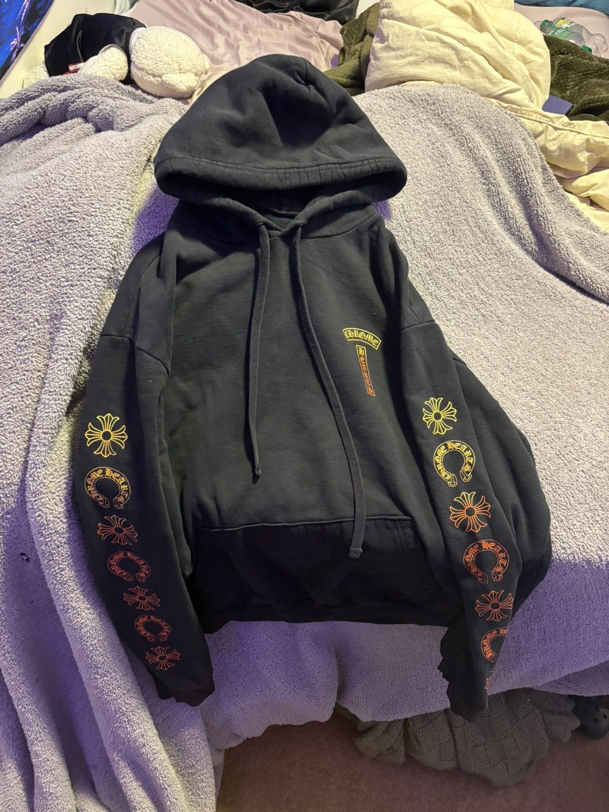 Hearts Chrome Hearts T Bar Gradient Pullover Black Orange Yellow